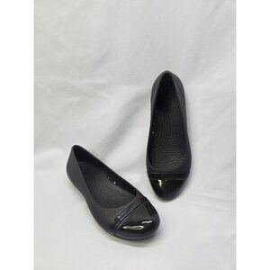 Womens Crocs Size 6 Gianna Alice Shiny Cap Toe Ballet Flat Brown Shoes